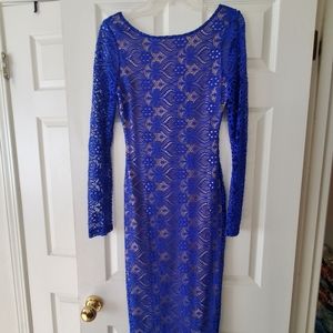 Lace Midi-length Bodycon Dress Royal Blue